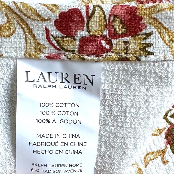 Lauren Ralph Lauren 2 Pc Cotton Kitchen Dish Towels Set Ivory Gold Reddish Brown - Picture 7 of 8
